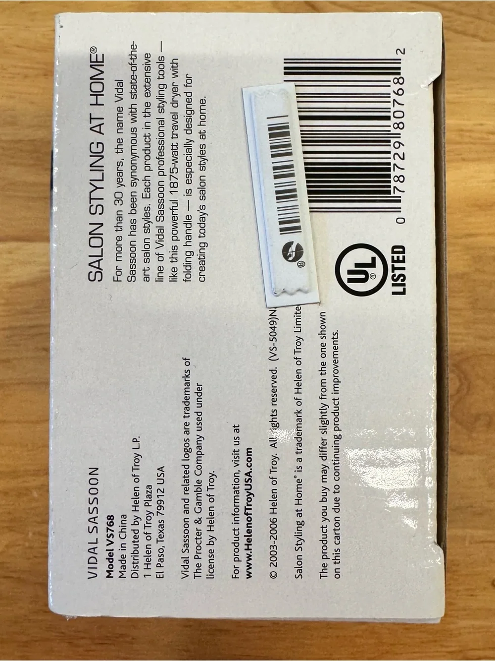 Vidal Sassoon 1875W Professional Turbo Hair Dryer Silver/Black SEALED
